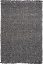 Handgeweven laagpolig vloerkleed Eskil - Wol - Antraciet - 160x230 cm