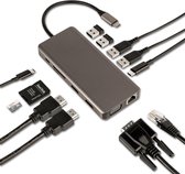 SBVR LV110 USB C Hub - 13 in 1 - Docking Station Laptop - 2x HDMI - USB-C PD - 4K30Hz