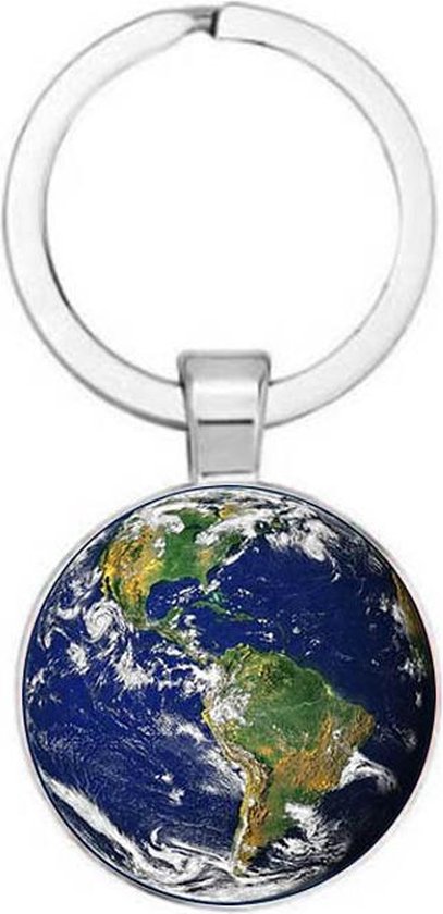 Akyol - Aarde Sleutelhanger - Wereld - Planeet - Werelddelen - Leuk kado voor iemand die van landen houd - 2,5 x 2,5 CM