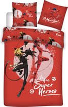 Housse de couette Miraculous Superheroes - Simple - 140 x 200 cm - Rouge
