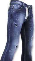 Exclusive Paint Drops Broek - Skinny Fit  Jeans Mannen - A18A - Blauw