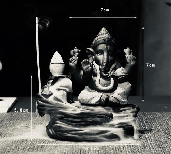 Brûle-encens / porte-encens à refoulement statue de Ganesha cascade 10.5 X10.5X7CM BRUN OR