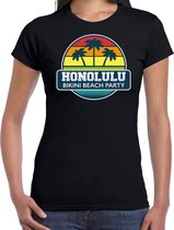 Honolulu zomer t-shirt / shirt Honolulu bikini beach party voor dames - zwart - Honolulu beach party outfit / vakantie kleding /  strandfeest shirt S