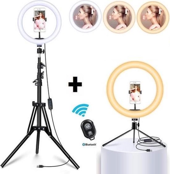 Ringlamp met statief – Tiktok lamp – Selfie ring light – Ringlamp met  statief smartphone | bol