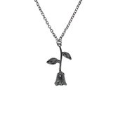 NiSy.nl Ketting Roos | Bloem Hanger | Zilverkleurig | Legering | 45 cm