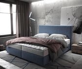 Bed Dream-Well Marineblauw 180x200 cm Microvezel stof met matras en topper boxspring-bed