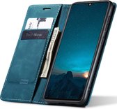 Samsung A31 Hoesje - Samsung Galaxy A31 Book Case Leer Slimline Blauw