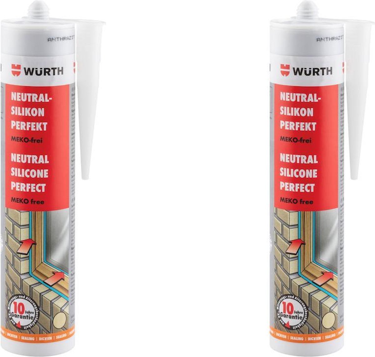 Wurth, Siliconen kit, Transparant, 2-pack, 620ml