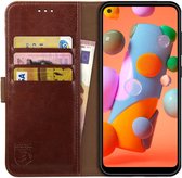 Rosso Element Book Case Wallet Hoesje Geschikt voor Samsung Galaxy A11 | Portemonnee | 3 Pasjes | Magneetsluiting | Stand Functie | Bruin
