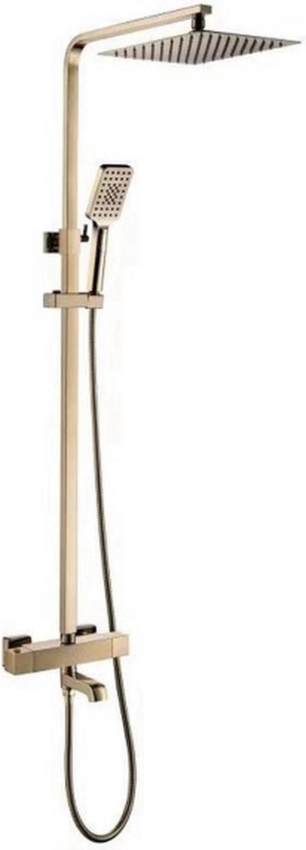Mawialux thermostatische regendoucheset - Opbouw - Thermostaat - Vierkant - Cormor Geborsteld Goud