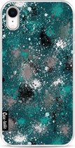 Casetastic Apple iPhone XR Hoesje - Softcover Hoesje met Design - Paint Splatter Dark Green Print