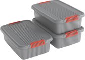 KIS K-Latch Opbergbox met deksel - M (28L) - 3 stuks - Grijs/Oranje