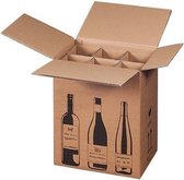 Verzenddoos voor 6 wijnfles - wijnflesverpakking - bruin karton - bundel 5 stuks(DHL/UPS gekeurd)