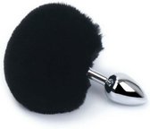 Buttplug Met Konijnenstaart - Bunny Buttplug - Buttplug met Staart - Anale Plug - Metalen Buttplug - Seksspeeltjes Voor Koppels - Voor Mannen - Voor Vrouwen - Zilver - ZWART