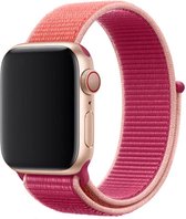 (Donker) Roze/Pomegranate/Granaatappel Nylon Horloge Band Geschikt voor Apple Watch 1, 2, 3, 4, 5, 6, SE & Nike+, 38mm & 40mm "Vrouwenbreedte" Series - Zacht Geweven Nylon - 38 mm