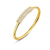 Twice As Nice Ring in 18kt verguld zilver, staaf met 4 rijen witte zirkonia  54