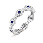 Twice As Nice Ring in zilver, 8 oogjes witte en blauwe zirkonia 52