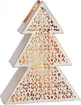 Kerst - Kerstdecoratie - Kerstdagen - Wit metalen windlicht "Kerstboom"