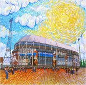Schilderij De Kuip - Als Van Gogh | Feyenoord Stadion | Rotterdam | Hoogwaardig canvas | Houten frame | 60 x 60 cm | Erika Stanley Art For All |