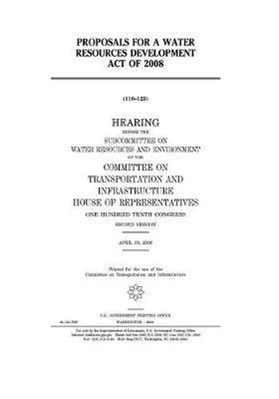 Proposals for a Water Resources Development Act of 2008, United States