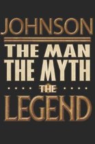 Johnson The Man The Myth The Legend: Johnson Notebook Journal 6x9 Personalized Customized Gift For Someones Surname Or First Name is Johnson