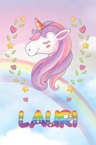 Lauri: Lauri Unicorn Notebook Rainbow Journal 6x9 Personalized Customized Gift For Someones Surname Or First Name is Lauri