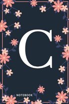C Notebook: Monogram Initial C Notebook for Women and Girls, Pink & Blue Floral Cover