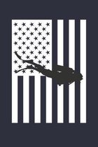 Fourth of July Gift for Diver - American Flag Diving Notebook - USA Flag Diving Journal: Unruled Blank Journey Diary, 110 blank pages, 6x9 (15.2 x 22.