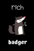 Rich Badger: small lined Badger Notebook / Travel Journal to write in (6'' x 9'') 120 pages