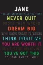 Jane You Are Stronger Than You Think Never Quit Prove Them Wrong Dream Big You Have What It Takes Think Positive You Are Worth It Dont Stop Believing