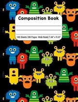 Composition Book Wide Rule, Monsters on Black: Journal Notebook for School Home or Work