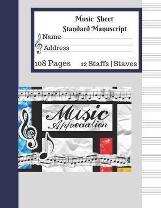 Music Sheet Standard Manuscript -108 Pages 12 Staffs - Staves Music Appreciation