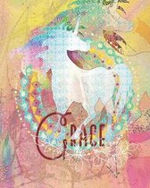 Grace: Colorful Rainbow Unicorn - 100 Pages 8''X10'' Girl's Composition Wide Ruled Notebook