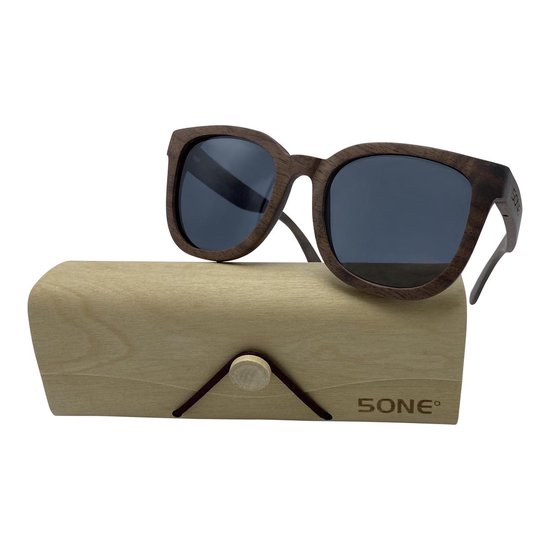 5one® Rome Walnut zonnebril met lens - houten dames zonnebril