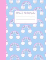 Cats & Rainbows!: Wide Ruled Composition Notebook