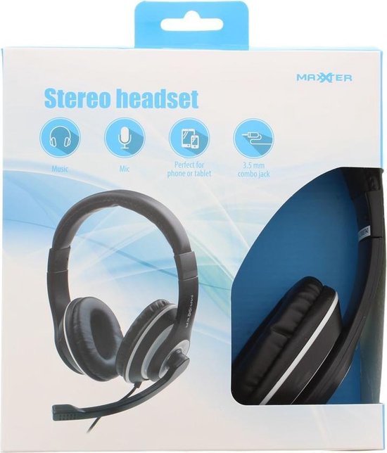 Maxxter Stereo Headset - Koptelefoon met microfoon - 1,8 meter snoer |  bol.com