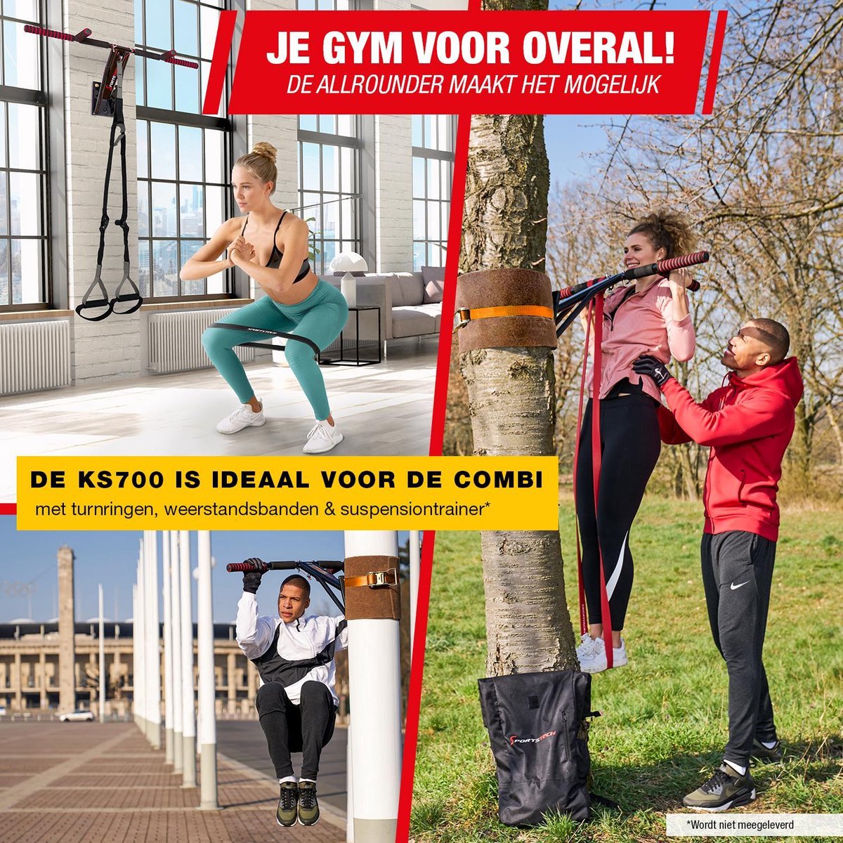 Barre Traction Sportstech KS700 2en1 - Portable, Dips Inclus, Sac à Dos