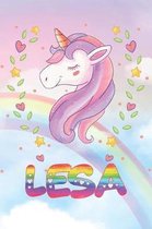 Lesa: Lesa Unicorn Notebook Rainbow Journal 6x9 Personalized Customized Gift For Someones Surname Or First Name is Lesa