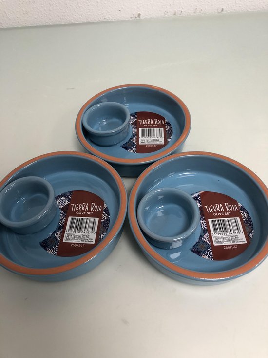 Tapas schaaltjes lichtblauw (set van 3)