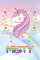 Misty: Misty Unicorn Notebook Rainbow Journal 6x9 Personalized Customized Gift For Someones Surname Or First Name is Misty