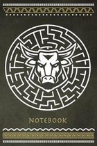 Notebook: Ancient Greece Minotaur Labyrinth; 6x9; 110 Page Lined Notepad Journal