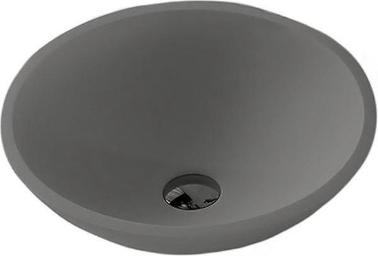 Diamond Line Liron - Waskom Opbouw - 43x43cm - Rond - Solid Surface - Betonlook