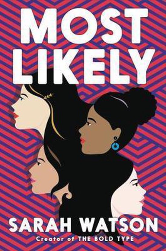 Boekomslag met vier vrouwelijke profielen en de titel 'Most Likely' door Sarah Watson.