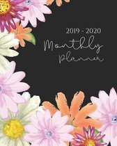 2019-2020 Monthly Planner: Black Floral Teacher Journal Planner Notebook Organizer - Daily Weekly Monthly Annual Activities Calendars To Do Class