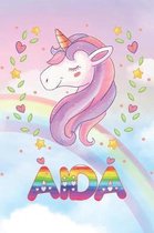 Aida: Aida Unicorn Notebook Rainbow Journal 6x9 Personalized Customized Gift For Someones Surname Or First Name is Aida