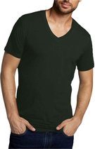 Bamboo Basics - 2-Pack Heren Bamboe T-shirts V- Hals Velo – Extra Lang – Army - L