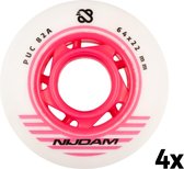 Nijdam Inline Skate Wielen Set - 64x24 mm - 4st - Wit/Roze