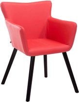 Clp Antwerpen Eetkamerstoel - Kunstleer - Rood - Kleur onderstel : Coffee