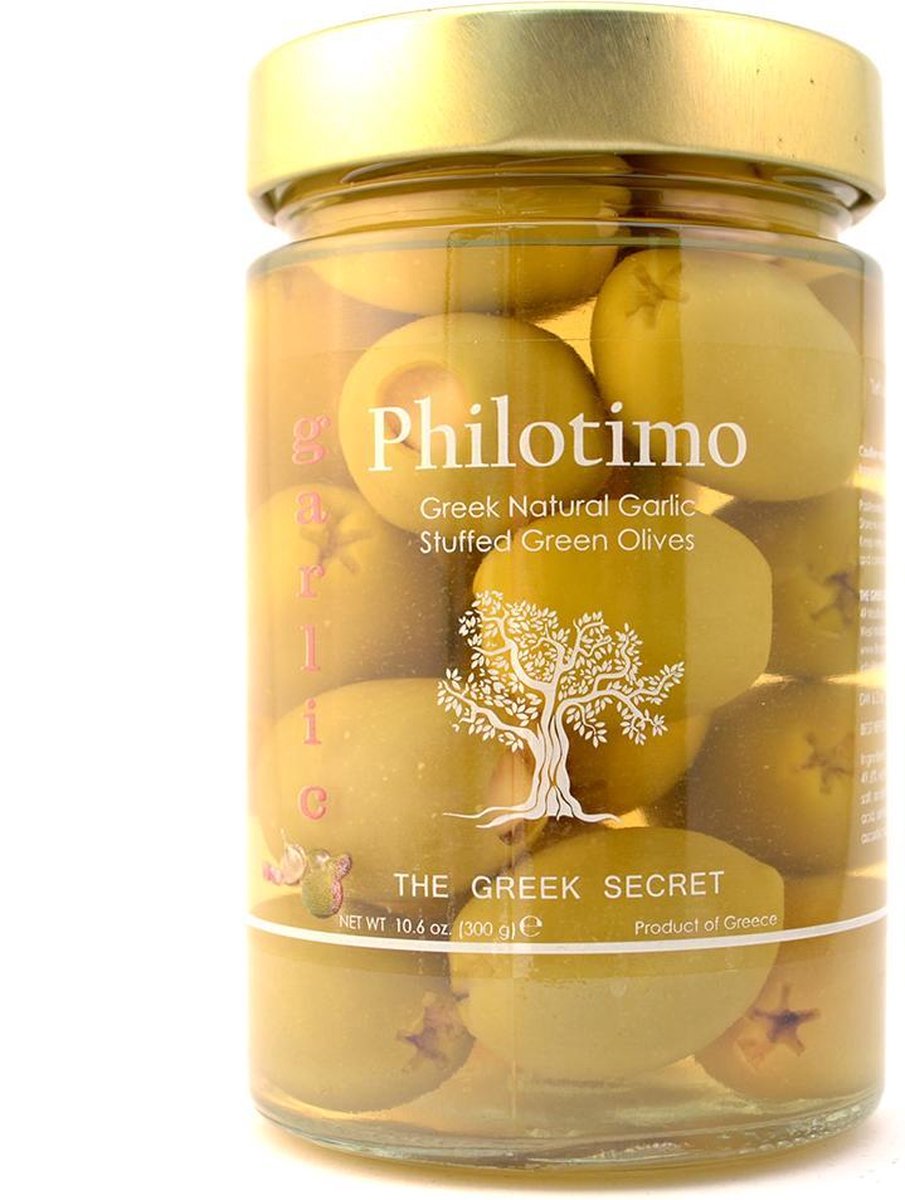 Groene olijven met knoflook Philotimo 300g