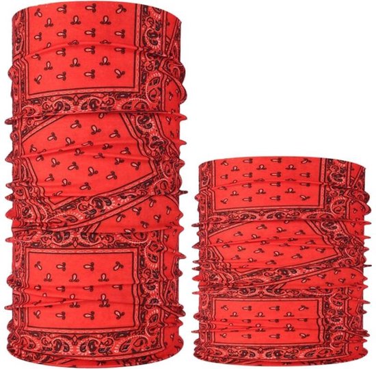 Foto: Fako fashion colsjaal gezichtsmasker bandana nekwarmer sjaal col microfiber faceshield paisley rood